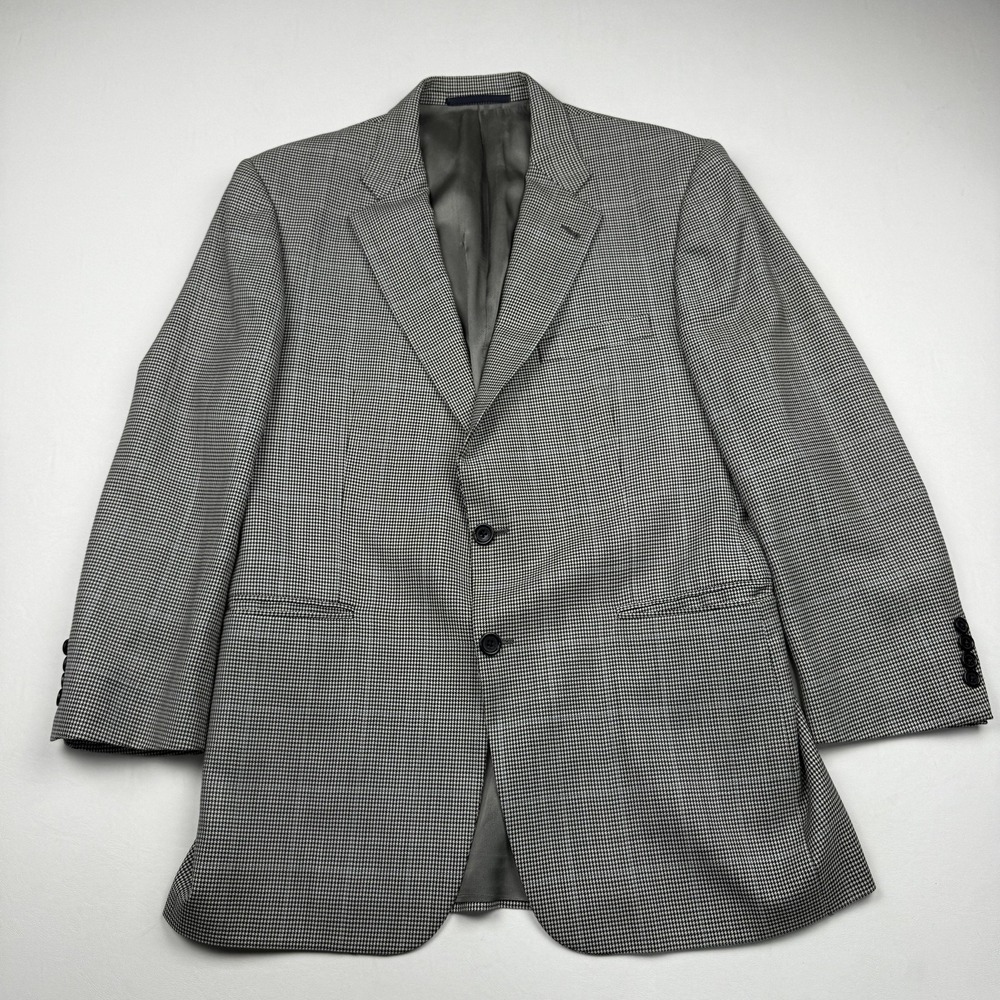 Burberry London Blazer Mens 42 Regular Beige Houndstooth Wool Jacket Kensington